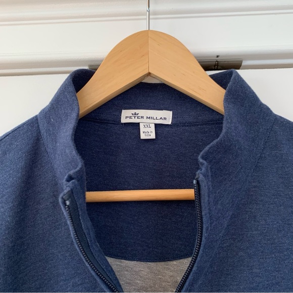 Peter Millar Jacket 1/4 Zip Pullover Crown Comfort Interlock Golf Blue Size XXL - Picture 5 of 9